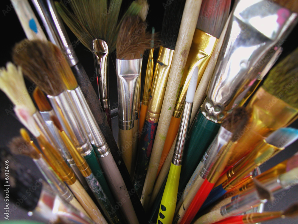 Fototapeta premium Paint Brushes-Black Background