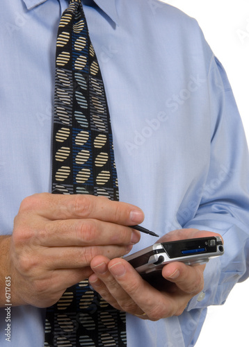 Business man with tie using PDA - calendar