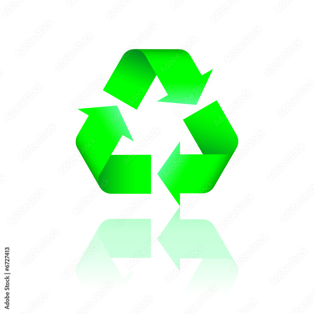 recycling logo with reflection recycling logo with reflection