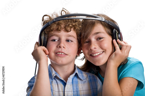 Kids listening to music