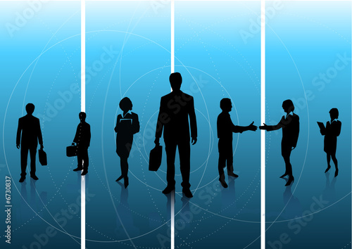 Business team in a blue background