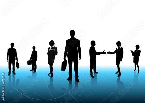 Business team in a blue background
