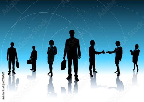 Business team in a blue background