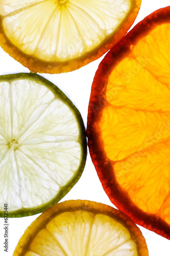 Detail of lemon and lime and orange slices