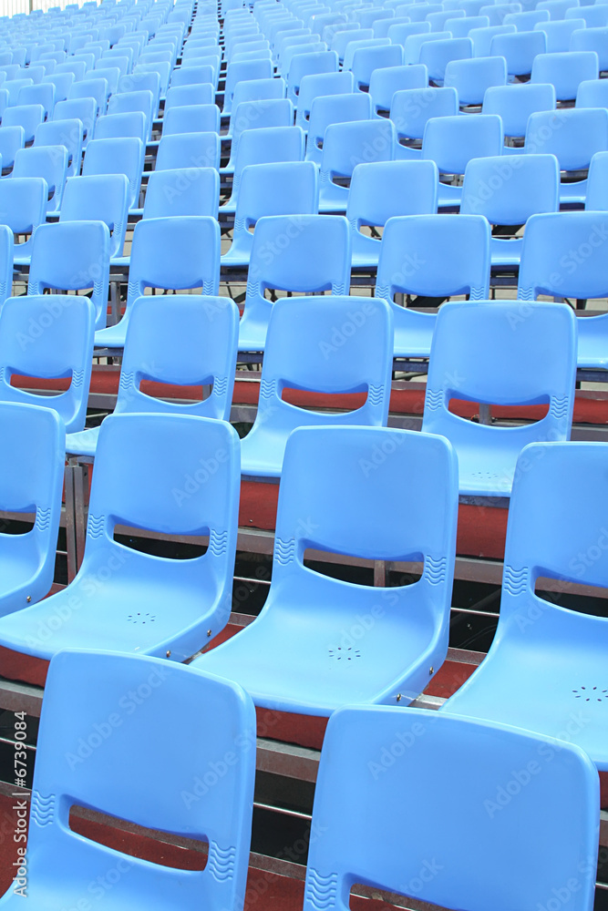 Fototapeta premium Empty Blue Bleachers in Open Air