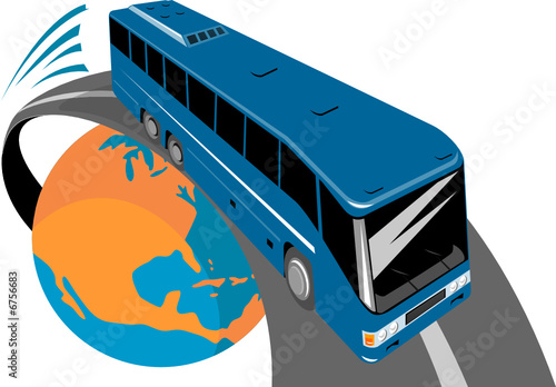 Bus traveling off the globe