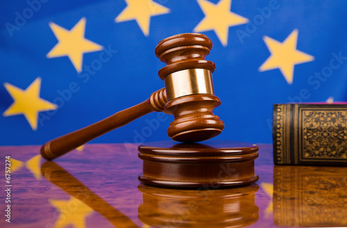 Gavel and european union flag photo