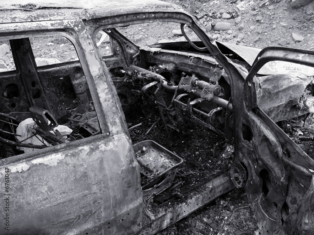 Destroyed Burned Car