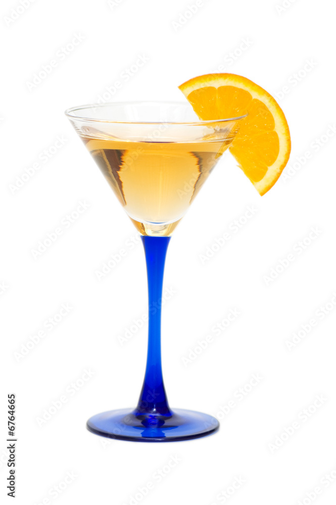Cocktail with orange isolated on the white background