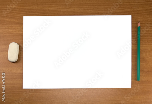 White sheet and pencil