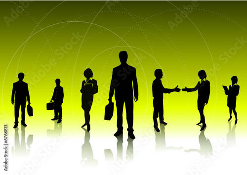 Business team in a green background