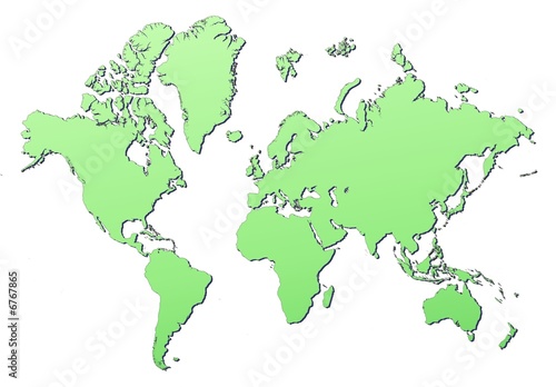 World map filled with light green gradient