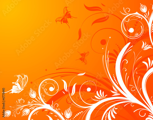 Flower background with butterfly, element for design, vector