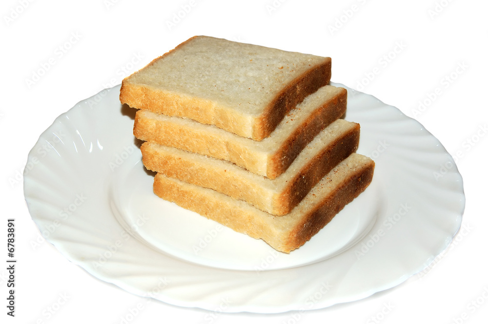 bread loafs on plate isolated over white bread loafs on plate isolated over white