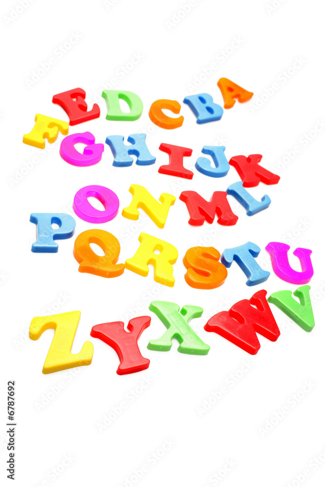 Alphabet letters over white background