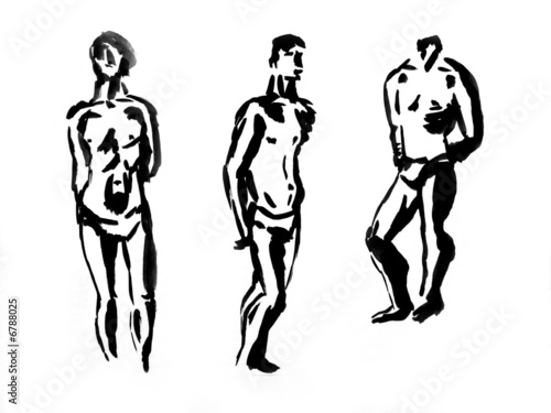 Three standing men silhouettes