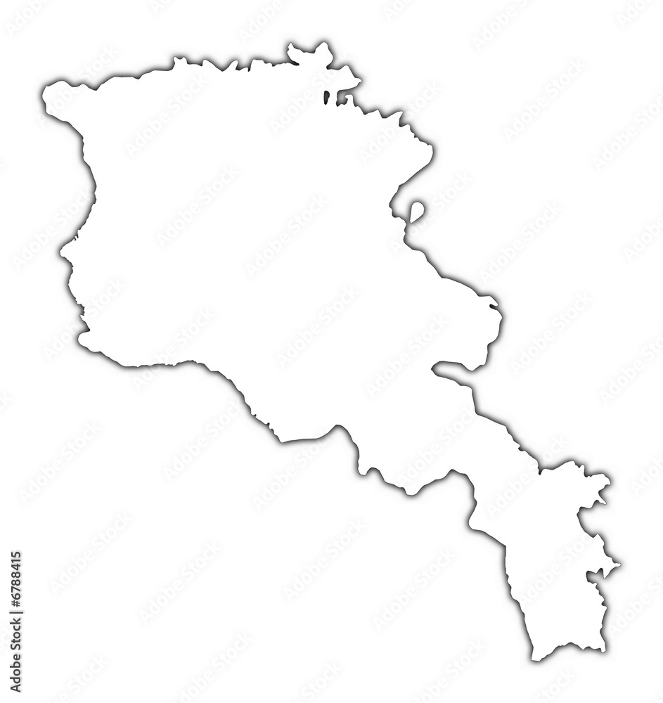 Armenia outline map with shadow