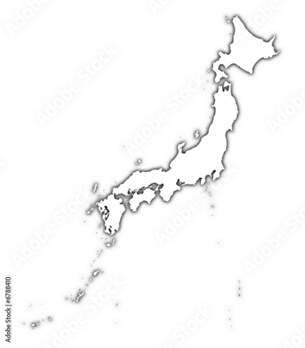 Japan outline map with shadow