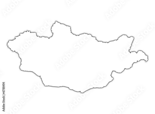 Mongolia outline map with shadow