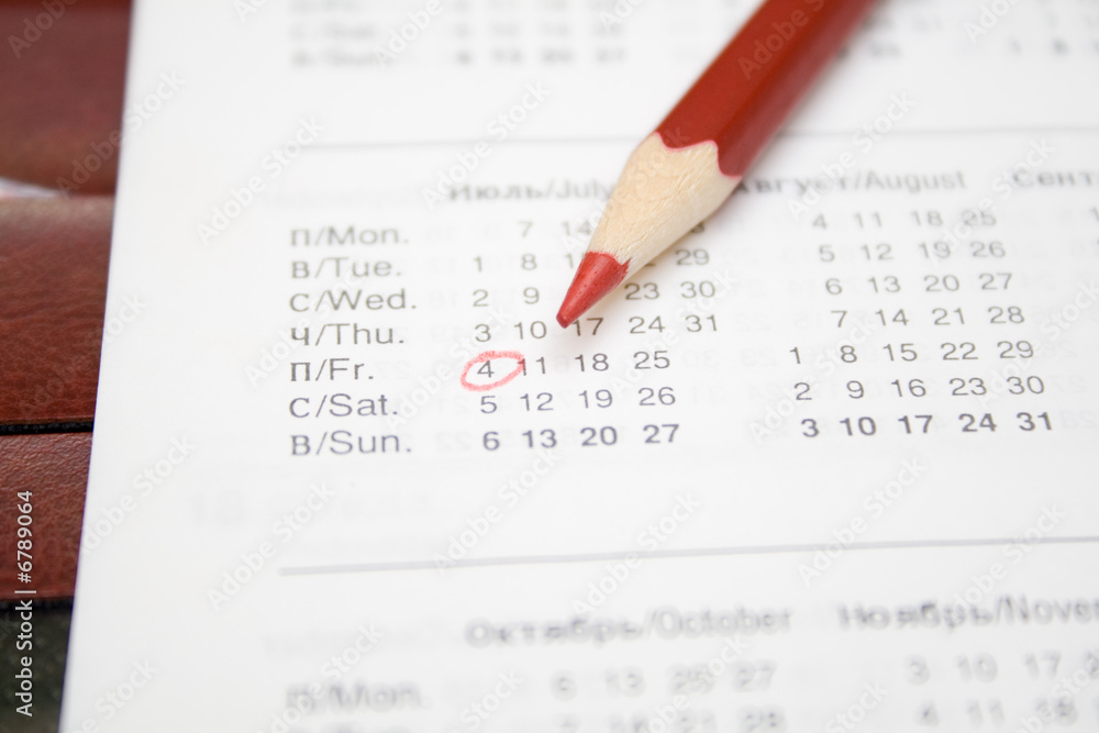 calendar and pencil calendar and pencil