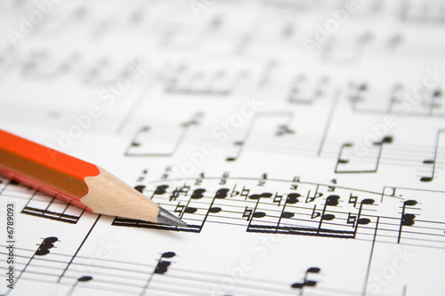 modern musical notes and pencil background