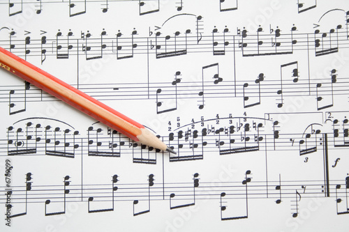 modern musical notes and pencil background