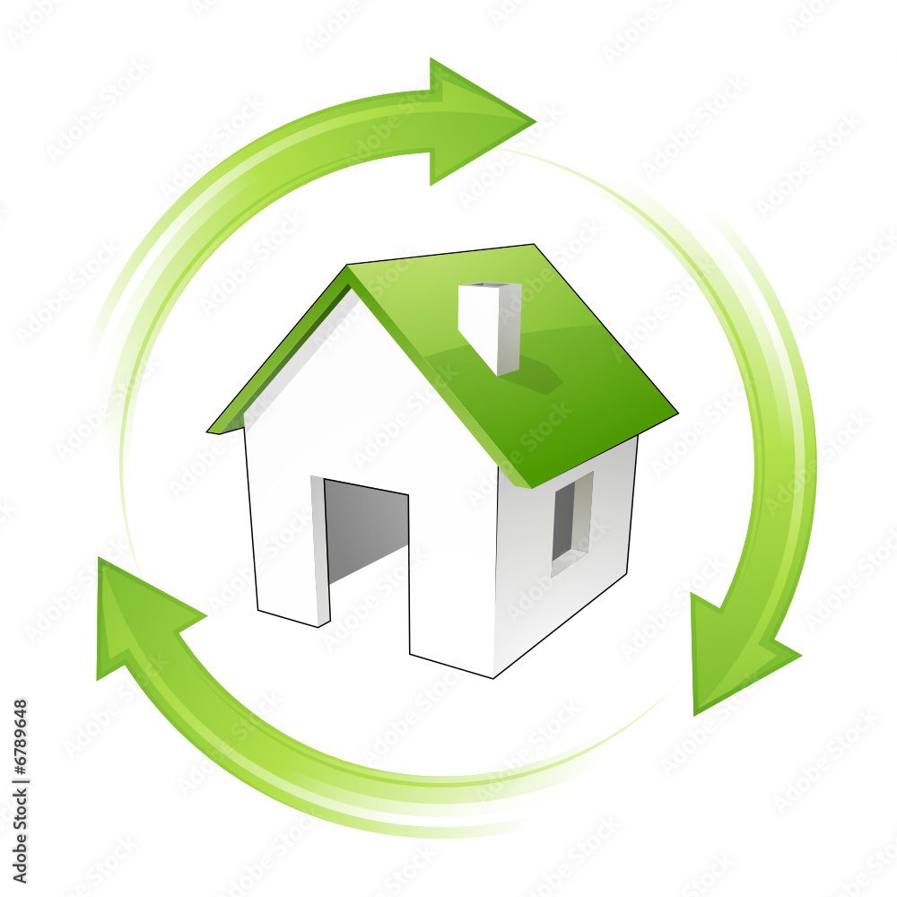 Obraz premium Maison verte et flèches