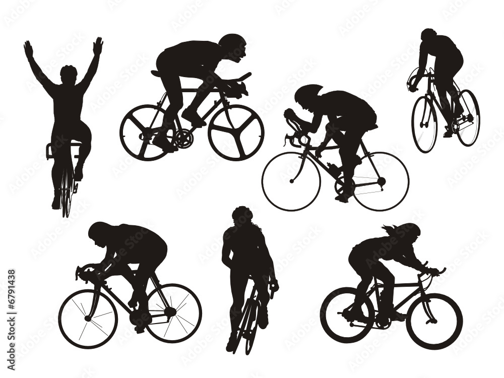 slhueta de ciclistas