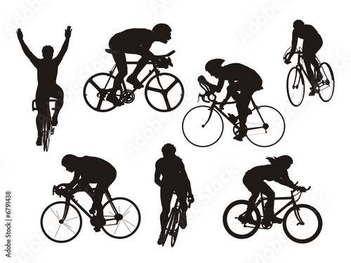 slhueta de ciclistas