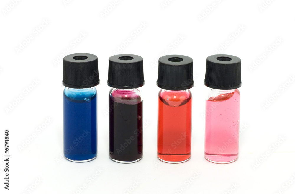 vials with colored liquid