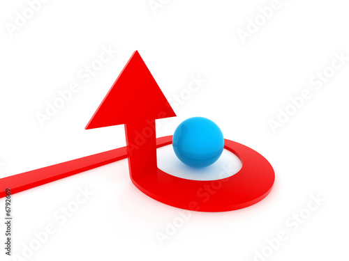 Arrow around a solution. Rendered image.