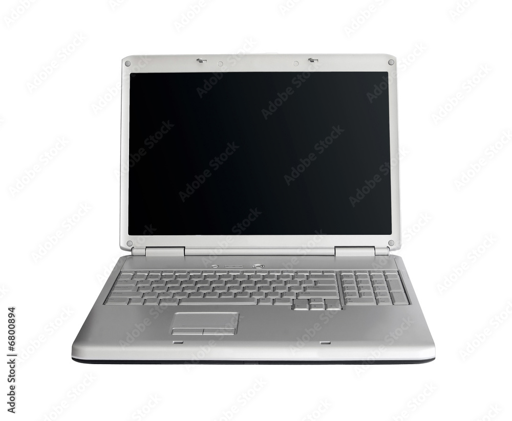 silver laptop on white background with clipping path silver laptop on white background with clipping path