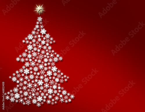 Snowflake Christmas Tree on Red