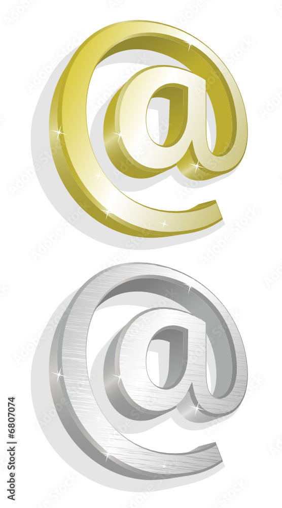 Vector illustration of two gold and silver e-mails Vector illustration of two gold and silver e-mails