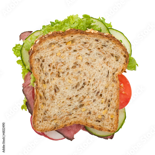 Roast beef sandwich top view