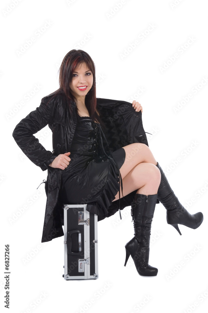 Fototapeta premium Beautiful woman with valise