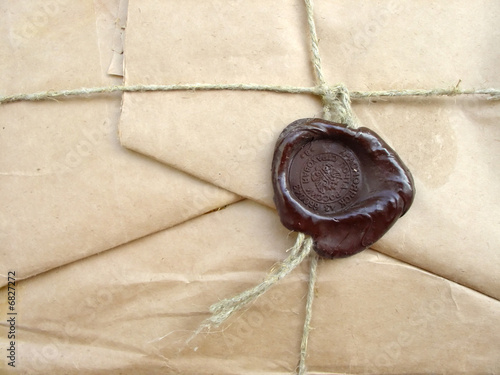 brown packet with sealing wax
