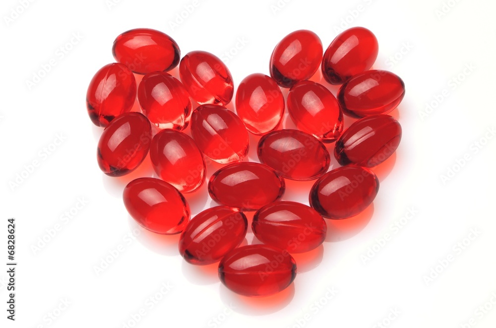 Heart shaped from red capsules Heart shaped from red capsules