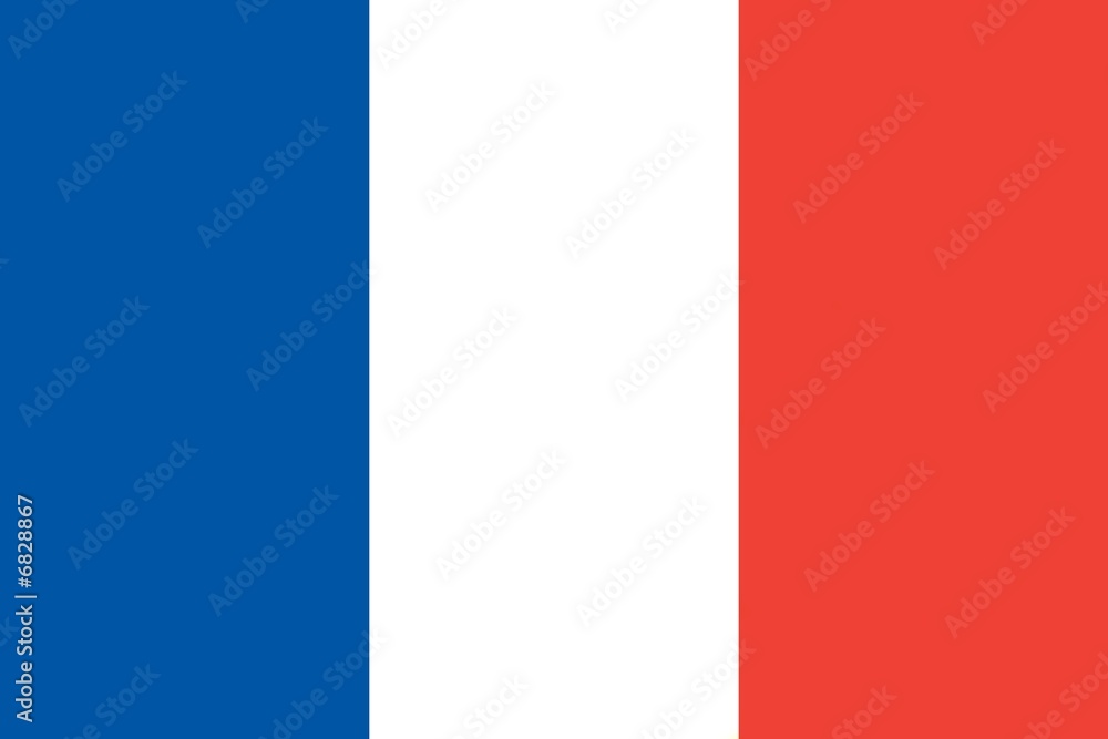 blue, white and red flag of france with official proportion