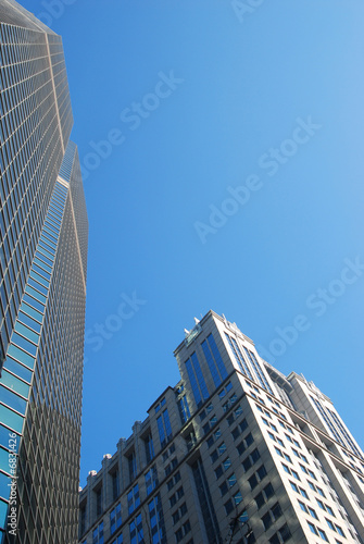 Two skyscrapers in perspective .Modern architecture