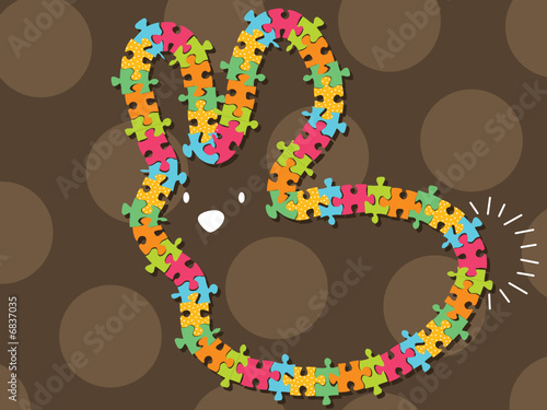 colorful jigsaw bunny frame (vector)