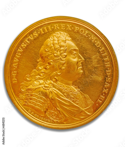 Golden coin with path