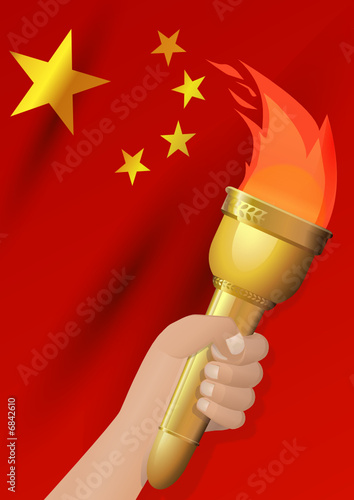 Main avec la torche olympique (Chine)