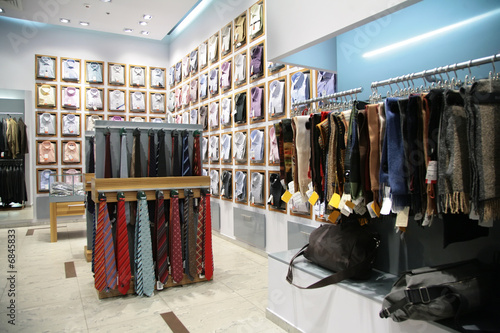 scarfs, shirts and neckties in shop
