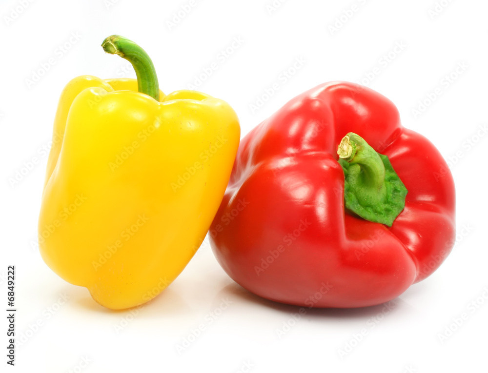 red and yellow pepper vegetables isolated red and yellow pepper vegetables isolated