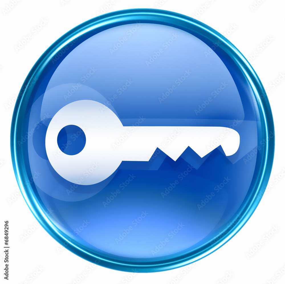 Key icon blue, isolated on white background Key icon blue, isolated on white background