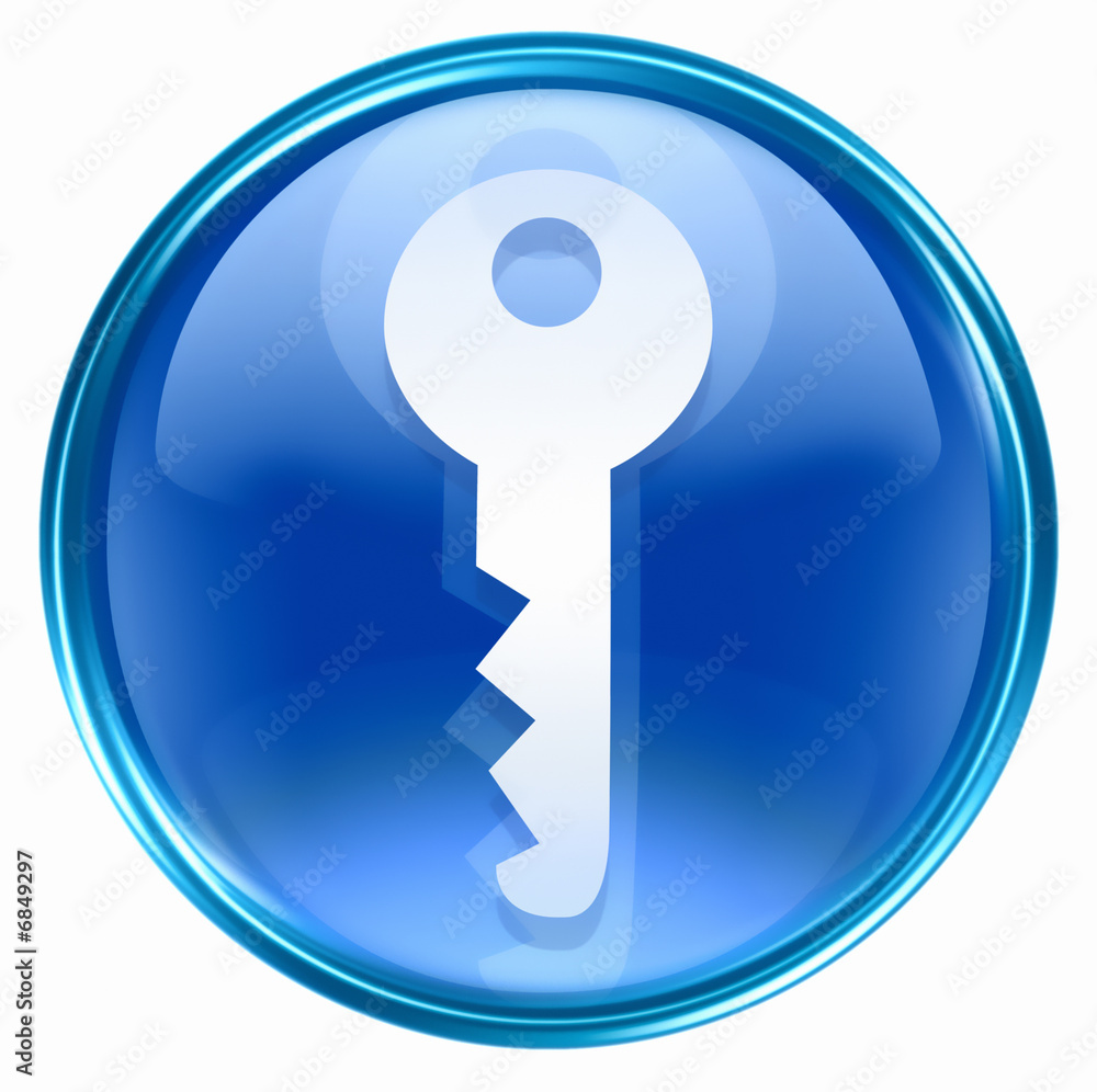 Key icon blue, isolated on white background. Key icon blue, isolated on white background.