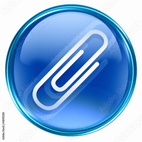 Free Download Paper clip icon blue, isolated on white background. - GFXLoad
