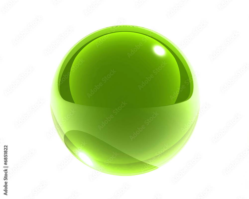 bright green glass sphere isolated