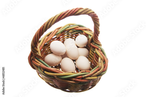 White Eggs on Cane Basket